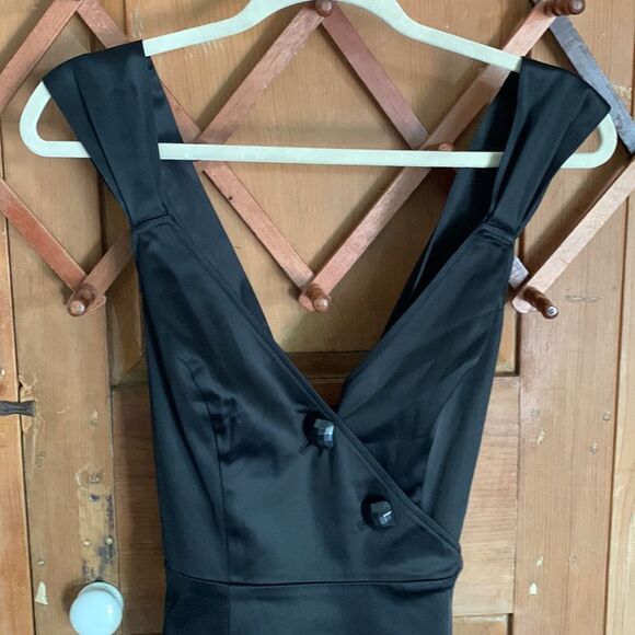 Guess by Marciano black sateen sleeveless wrap mini dress NWT - Picture 3 of 12